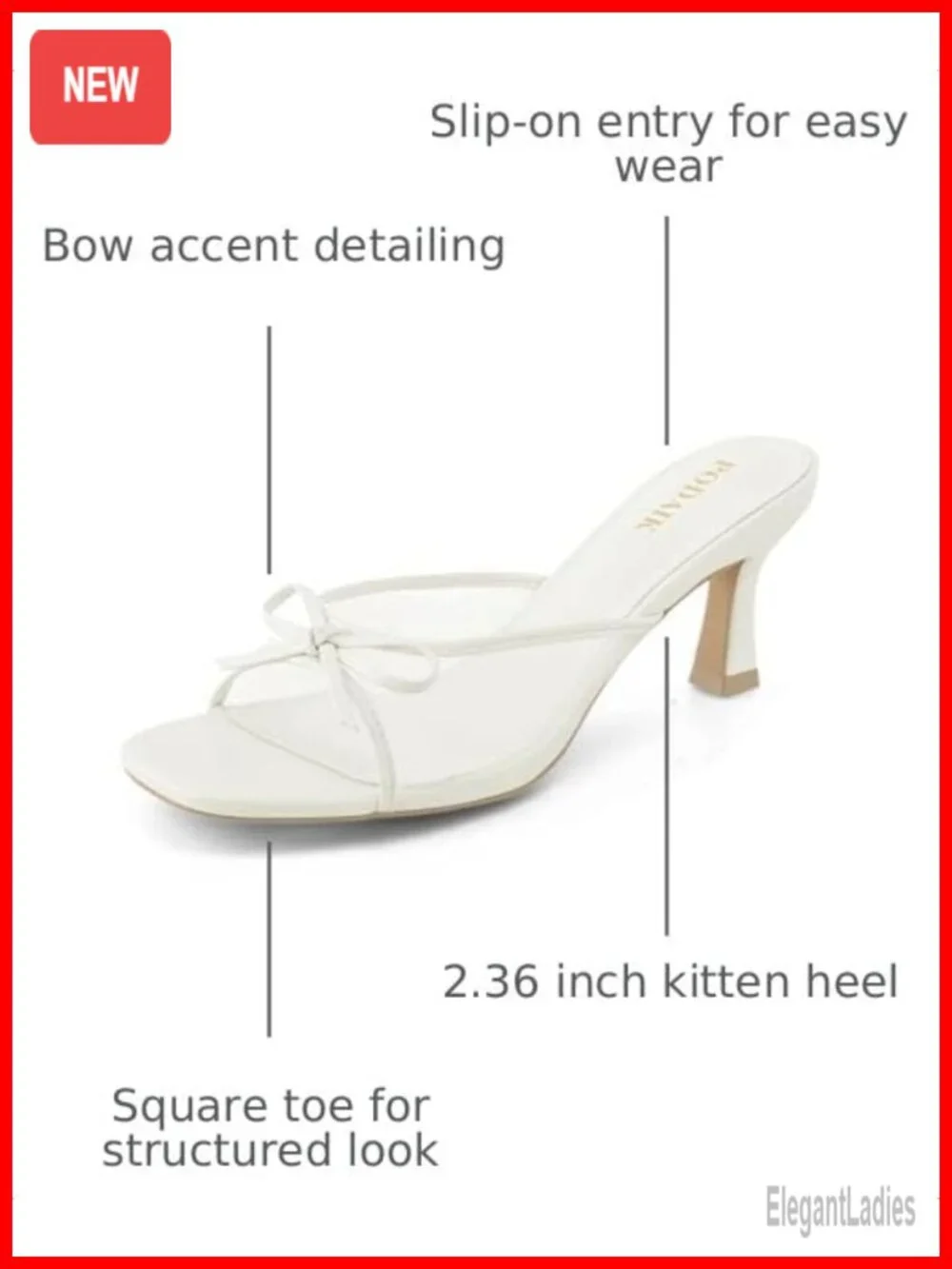 Kitten Heels Women Slip On Sandals Bow Mules Square Open Toe Dress Party Slides